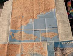 Original CANNES City MAP South France Plan 1984 vintage Cote d’Azur Riviera