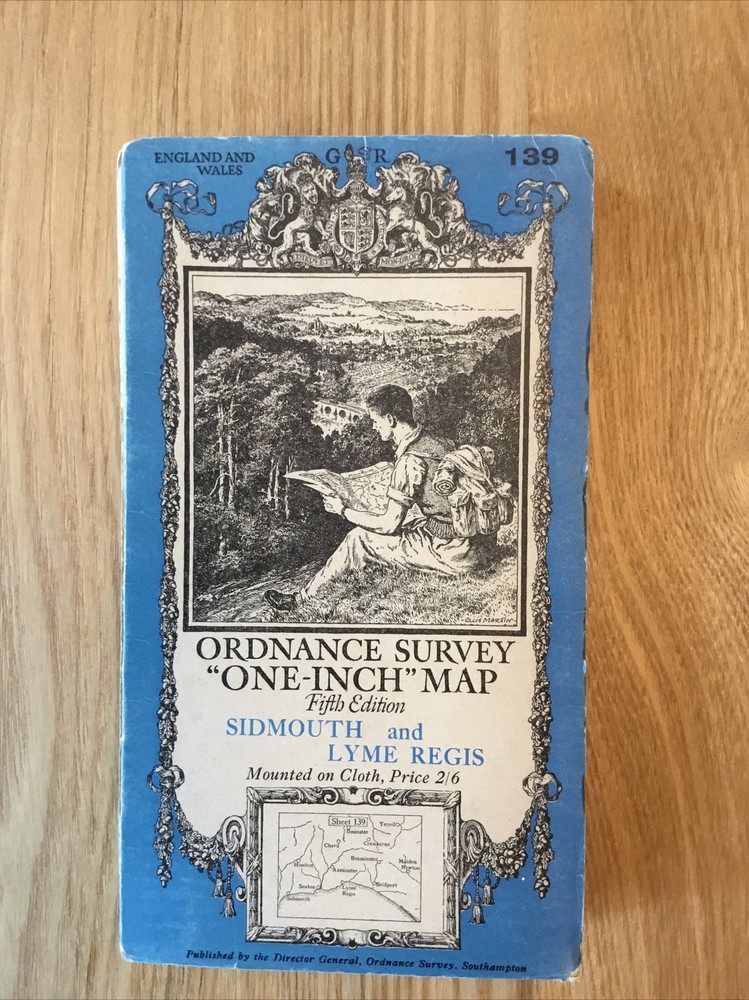1937 Ordnance Survey One Inch Fifth Edition Cloth Map 139 Sidmouth & Lyme Regis