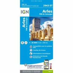 France 1:25K map 2943ET – Arles / PNR de Camargue map hiking, cycling, walking