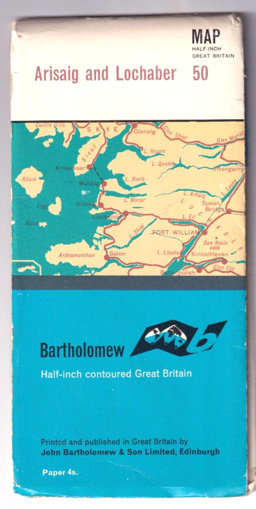 ARISAIG & LOCHABER – Bartholomew half inch contoured map
