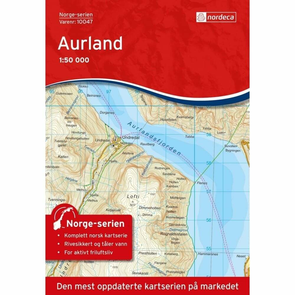 Aurland – Nordeca 1:50k Norway walking hiking Map 10047