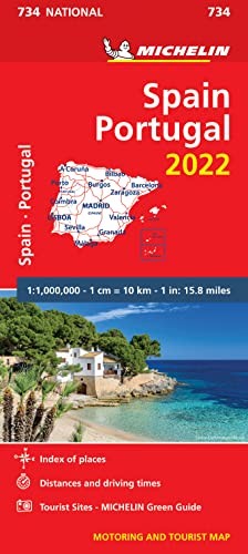 Spain & Portugal 2022 – Michelin National Map 734 Sheet map Book The Fast Free