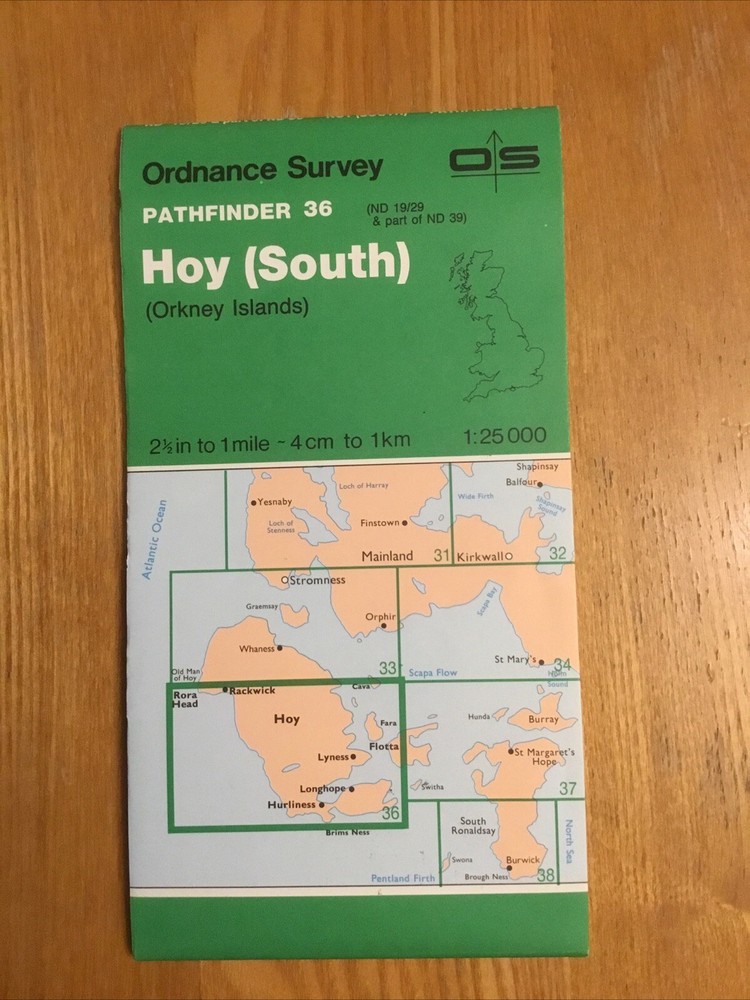 1988 Ordnance Survey Pathfinder Map 36 ND19/29 Hoy South ( Orkney Islands )