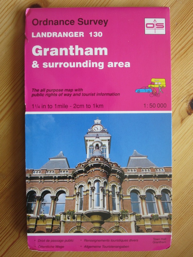 OS Ordnace Survey LANDRANGER 1:50,000 Map Sheet 130 – Grantham & surrounding are