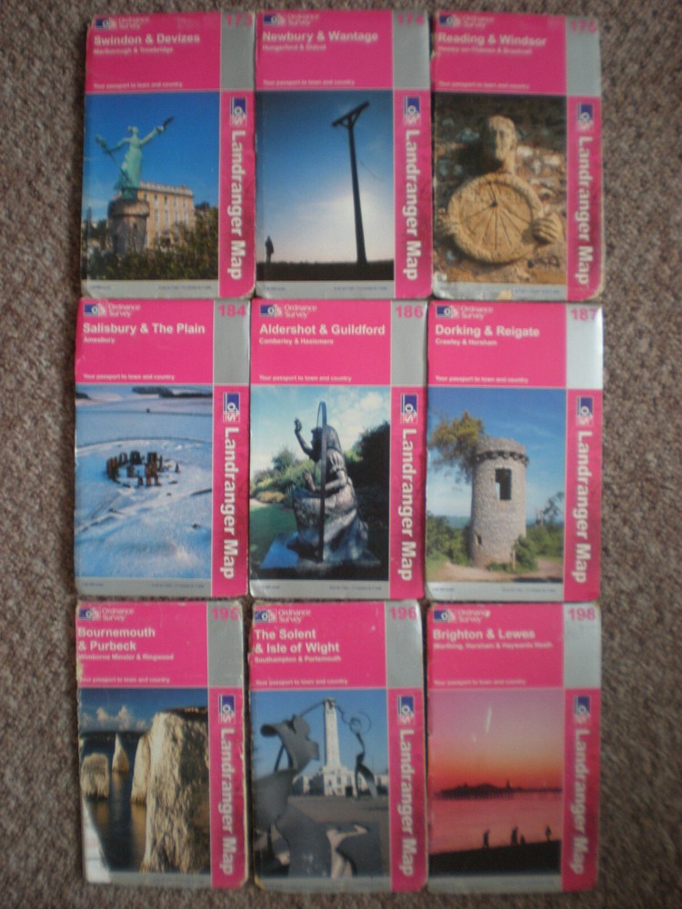 SUSSEX SURREY HAMPSHIRE BERKS LANDRANGER OS ORDNANCE SURVEY MAPS JOB LOT BUNDLE