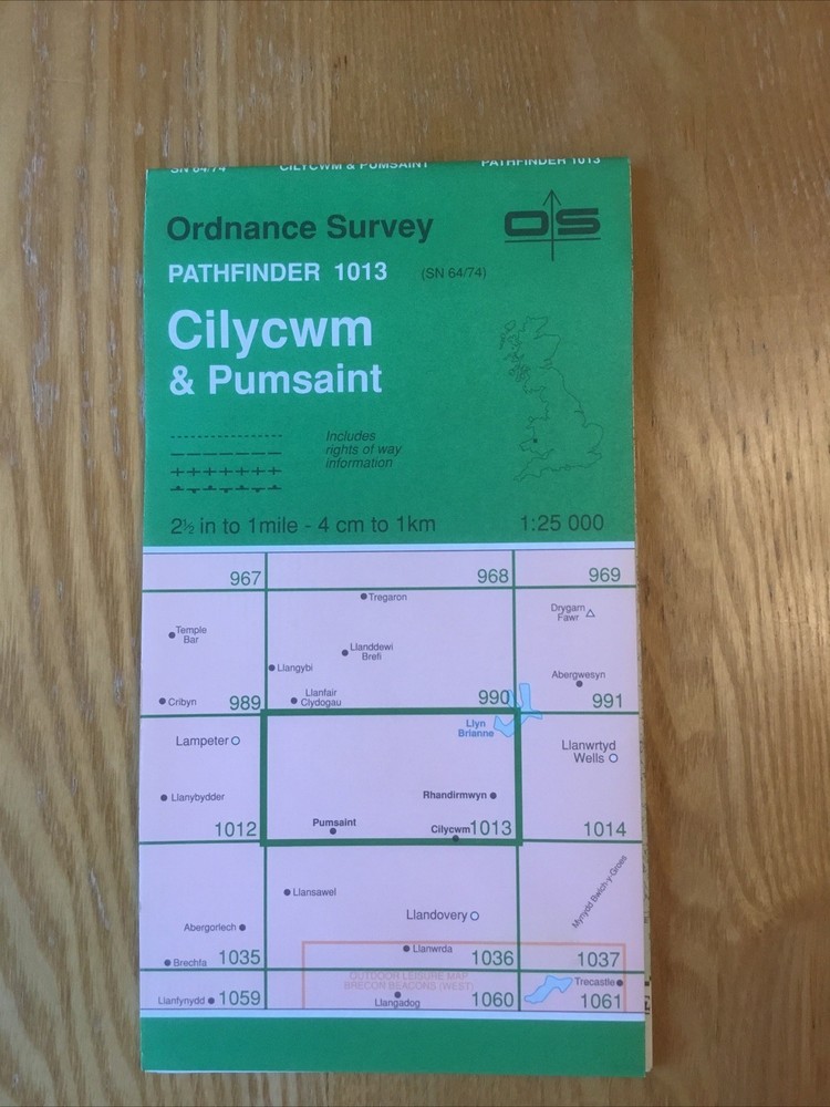1985 Ordnance Survey Pathfinder Map 1013 SN 64/74 Cilycwm And Pumsaint