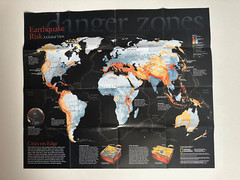 Earthquake Risk A Global View, National Geographic, Double Sided, Map & Poster