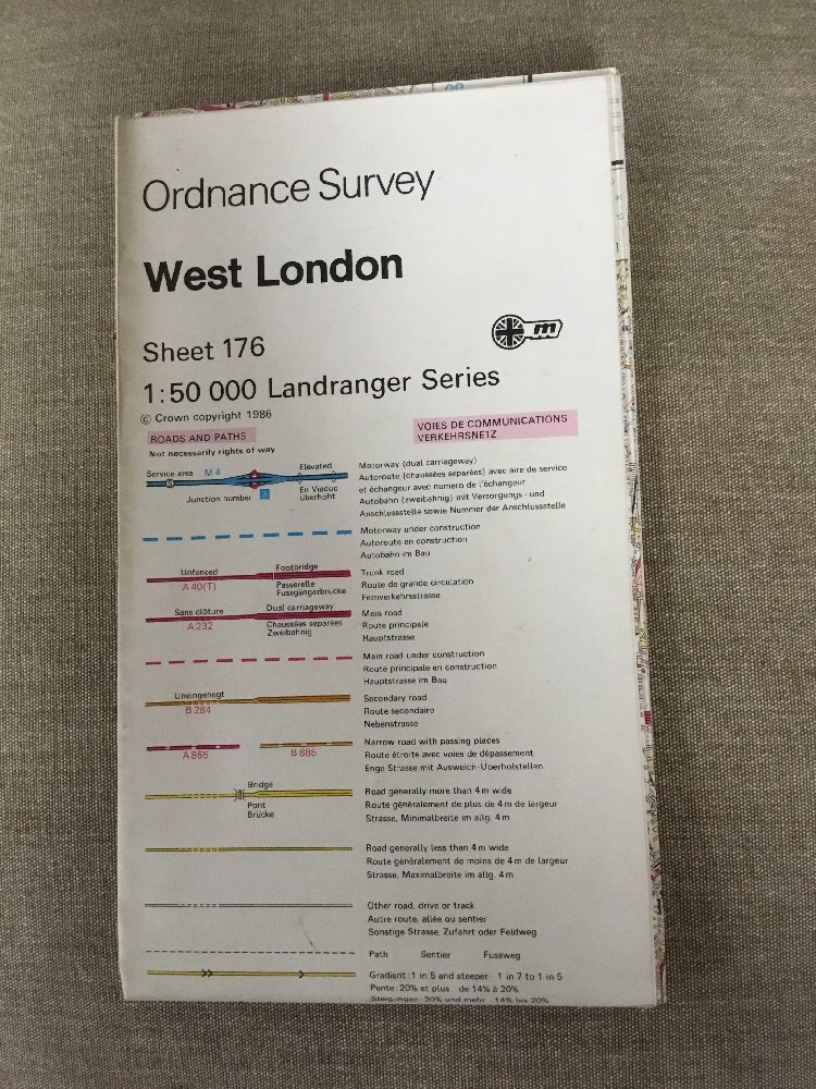 1987 Ordnance Survey Landranger Second Series Map 176 West London