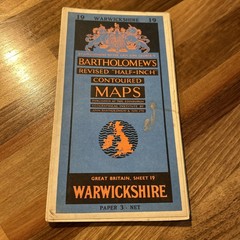 WARWICKSHIRE Bartholomew Revised Contoured Half In Map Sheet 19 Paper 1954