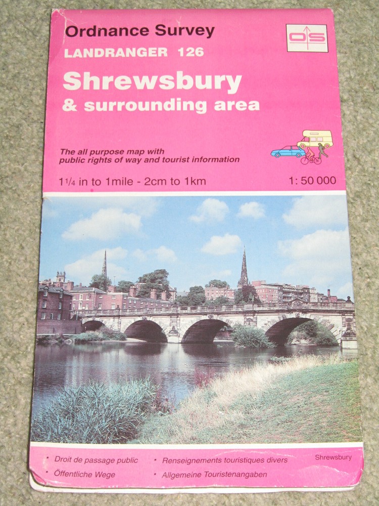 OS Ordnance Survey Landranger Map Sheet 126 Shrewsbury & surrounding area; 1996