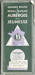 YOUTH HOSTELS NETWORK in FRANCE~Vintage Michelin Road Map 1955~110 x 99cm YHA