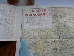 Vintage Map-Carte Touristique de la Cote de Cornouaille-Collection Rivages 25-VG