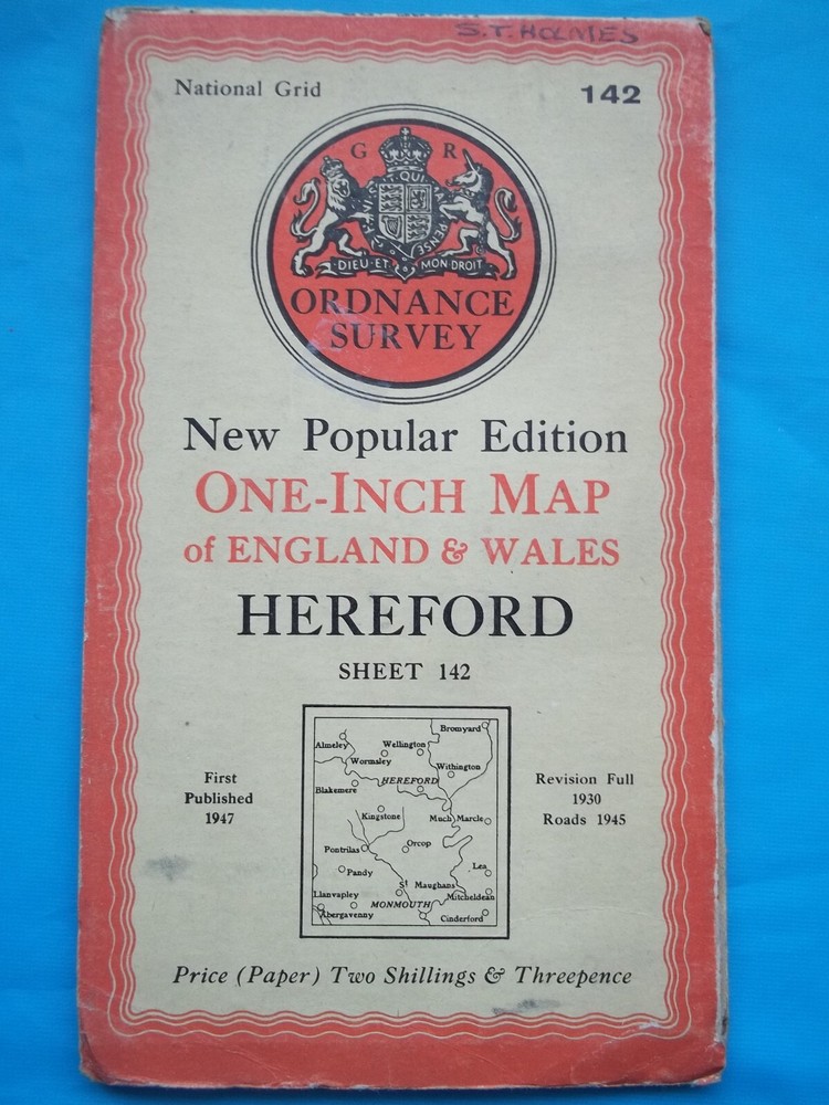 ORDNANCE SURVEY MAP HEREFORD SHEET 142 1947 NATIONAL GRID
