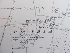 VINTAGE OS MAP CLAPHAM & WEPHAM DOWN SUSSEX 1913 SIX INCHES – ONE MILE