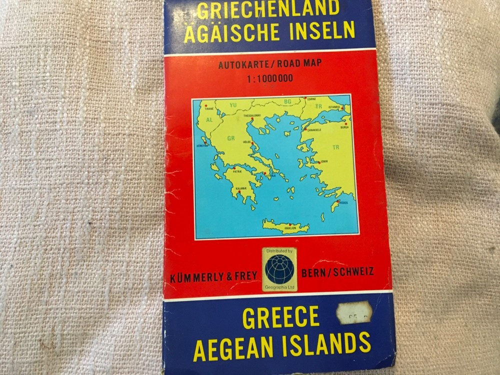 Vintage Kummerly & Frey Road Map – Greece Aegean Islands – 1:1,000,000