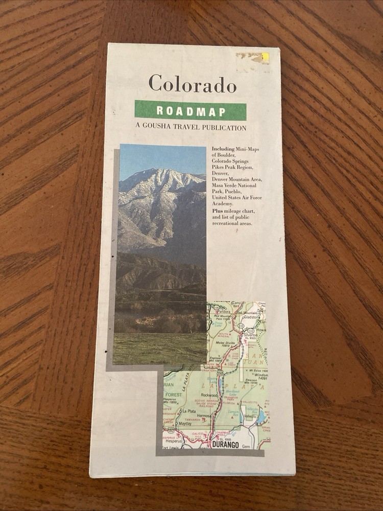 Colorado Road Map. A Gousha Travel Publication. Vintage 1990. Pre Owned.