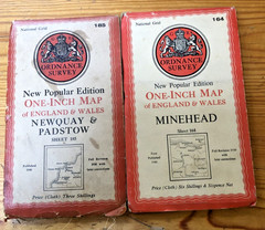 Ordnance Survey Maps 1″ Minehead Frome Newquay Bude Barnstable Exeter Weston