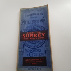 Surrey Bartholomews Ordinance Survey Map foldout Sheet 30 British 1/2″ vintage