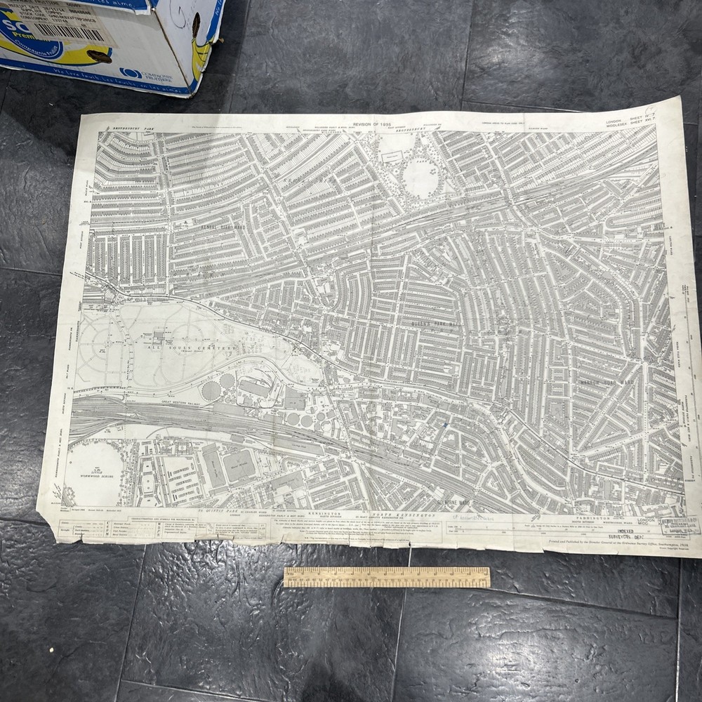 Ordnance Survey 25 Inch To The Mile Large Scale Map 1938. Queen’s Park . London