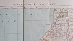Vintage Ordnance Survey Contoured Road Map PORTMADOC & CRICCIETH ©1933