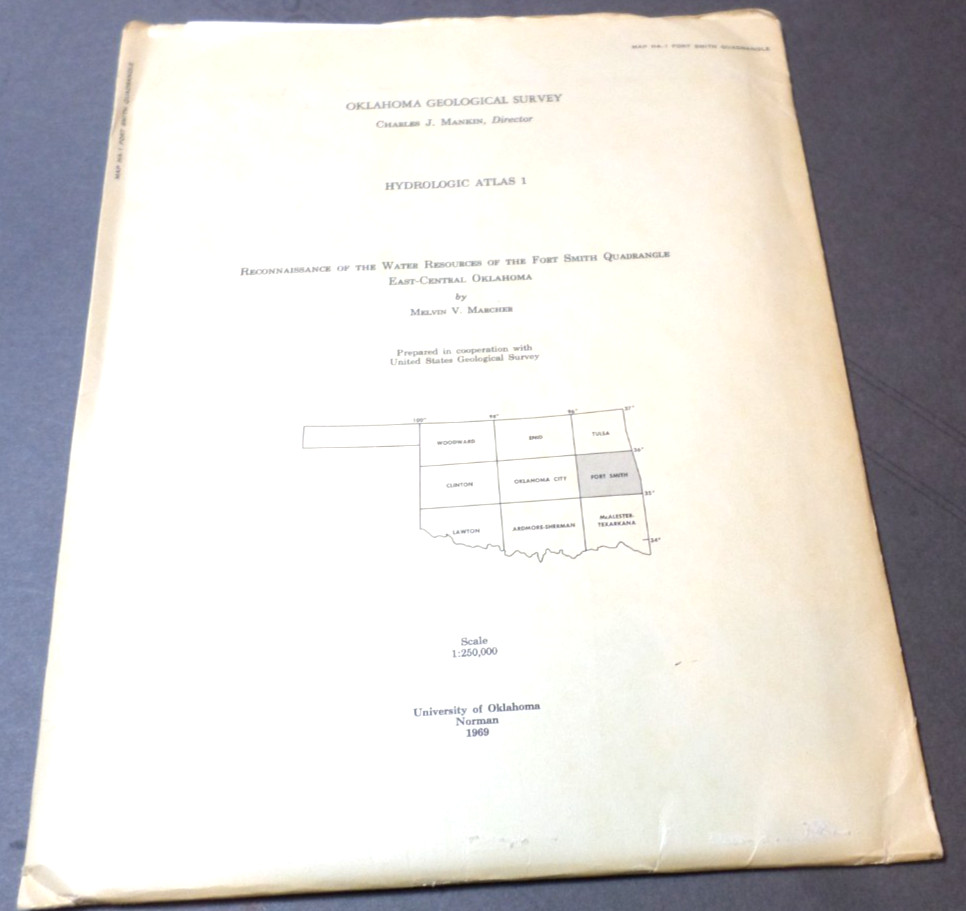 1969 OGS Water Resources Fort Smith Quadrangle OK Hydrologic Atlas 1, 4 Maps