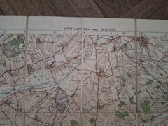 Vintage Sefton Praed Cloth Backed Folding Map Of Northampton Bedford