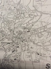 Hertford and Ware Fold out street map with herts road map Black/white 