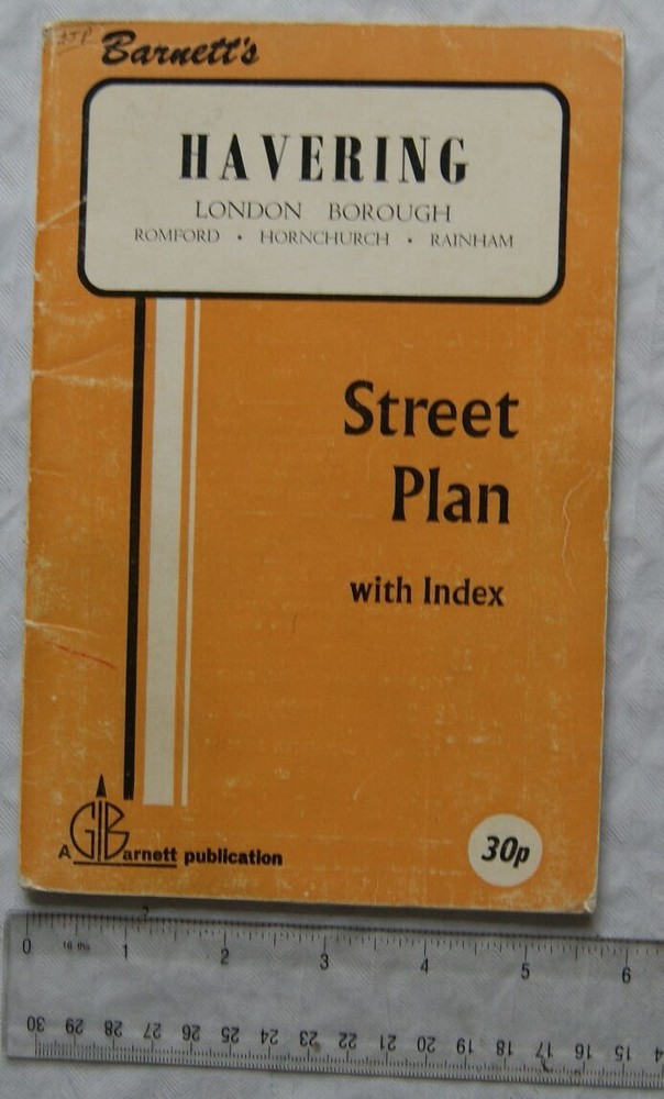1976 Barnett’s Street Plan with Index, Havering, Romford, Honchurch, Rainham