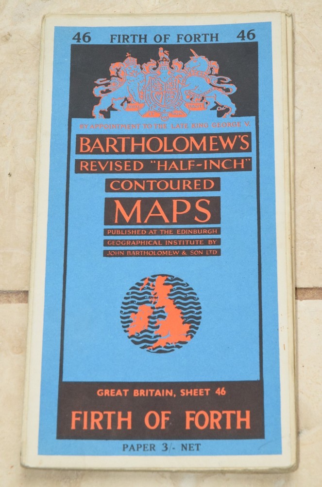 FIRTH OF FORTH 1954 Bartholowmew’s Half-Inch Contoured Map Sheet 46