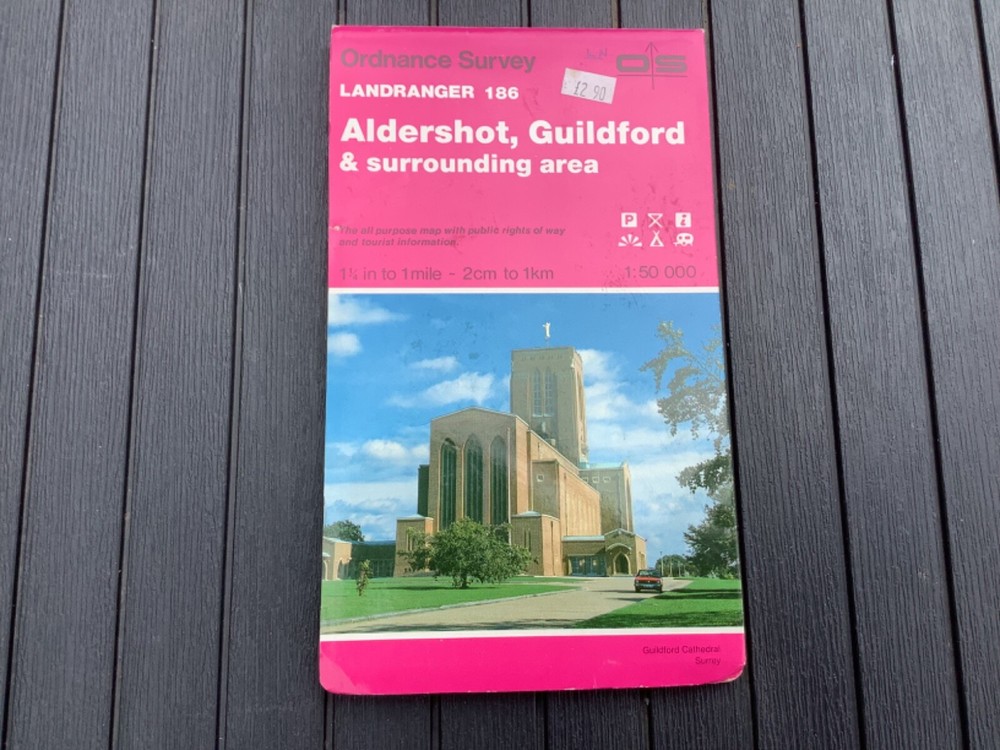 OS Ordnance Survey Landranger Map 186 Aldershot, Guildford. & area – 1984