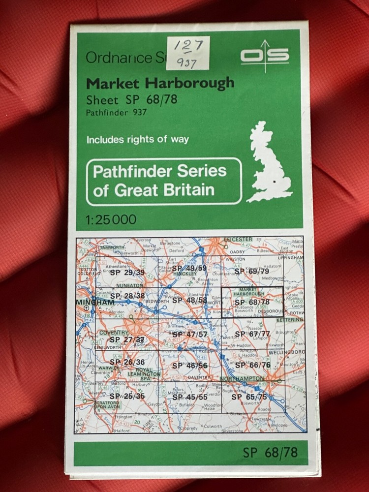OS Ordnance Survey, Pathfinder Map, Sheet SP 68/78, Market Harborough