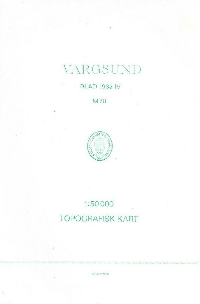 Norges Geografiske Oppmaling : Topografisk Kart: Blad 1935 1V: VARGSUND