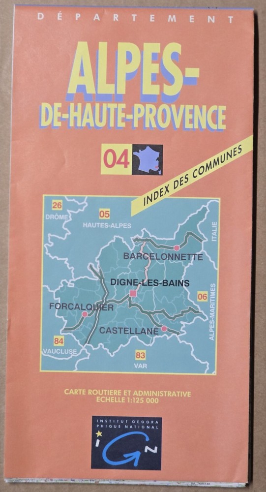 IGN Département/Routière cartes/map 04 Alpes-de-Haute-Provence 1:125K (ref2936)