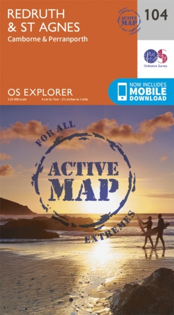 Redruth St Agnes Map Weatherproof Camborne Perranporth by Ordnance Survey
