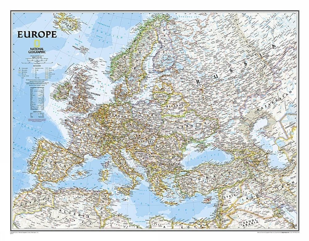 Europe Classic Map [Tubed]: Reference Maps by Nat Geo Maps (English) Map Book