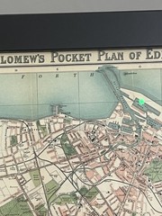 FRAMED. Rare Old Map of Edinburgh Bartholomew’s Pocket Plan, 1921. 12x16cm.