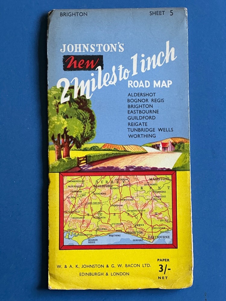 Vintage Johnston’s Paper Map, Sheet 5, Brighton