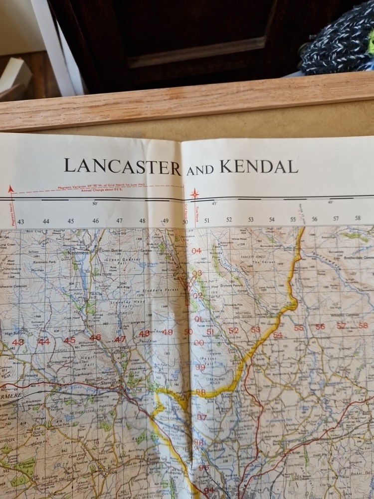 Ordnance Survey Map Of Great Britian – LANCASTER AND KENDALL – 1965 – 1/63360