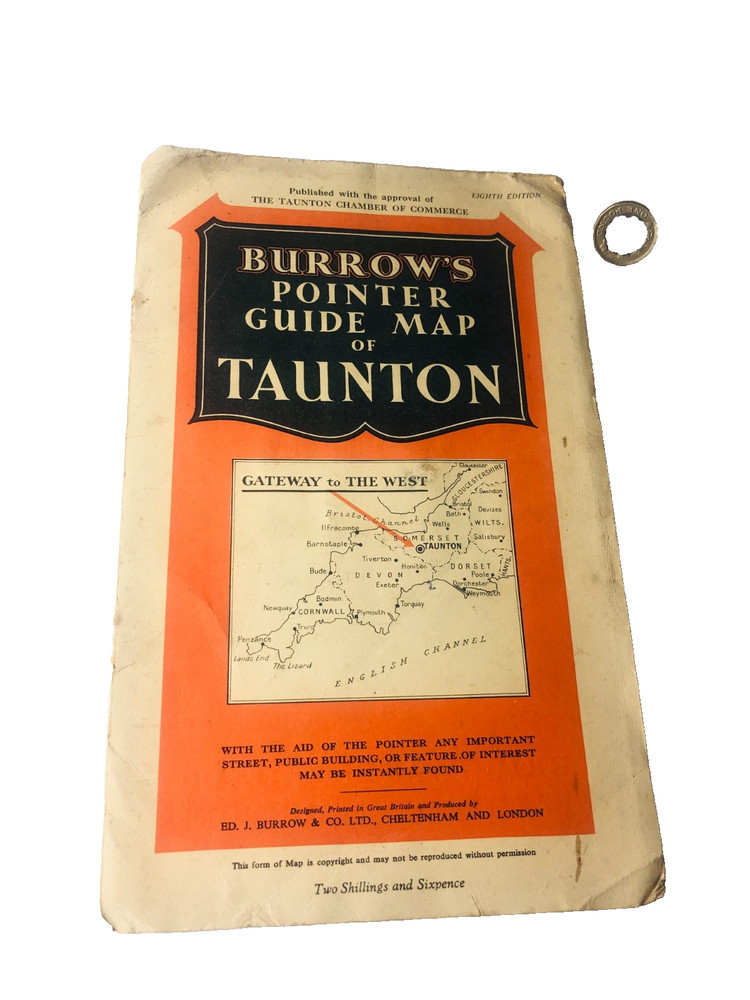 Burrows Pointer Guide Map of Taunton Vintage ra
