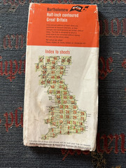 Bartholomew Sussex Cloth Folding Half Inch Contoured Vintage Map 1963