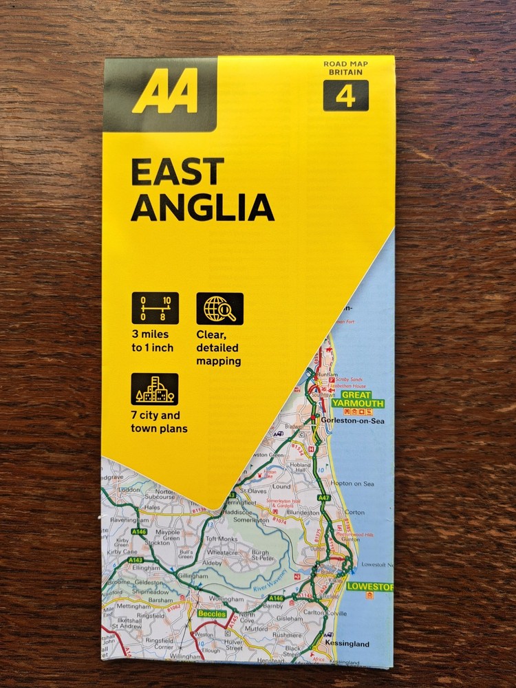 AA East Of England Road Map 3 miles to 1 inch map 4