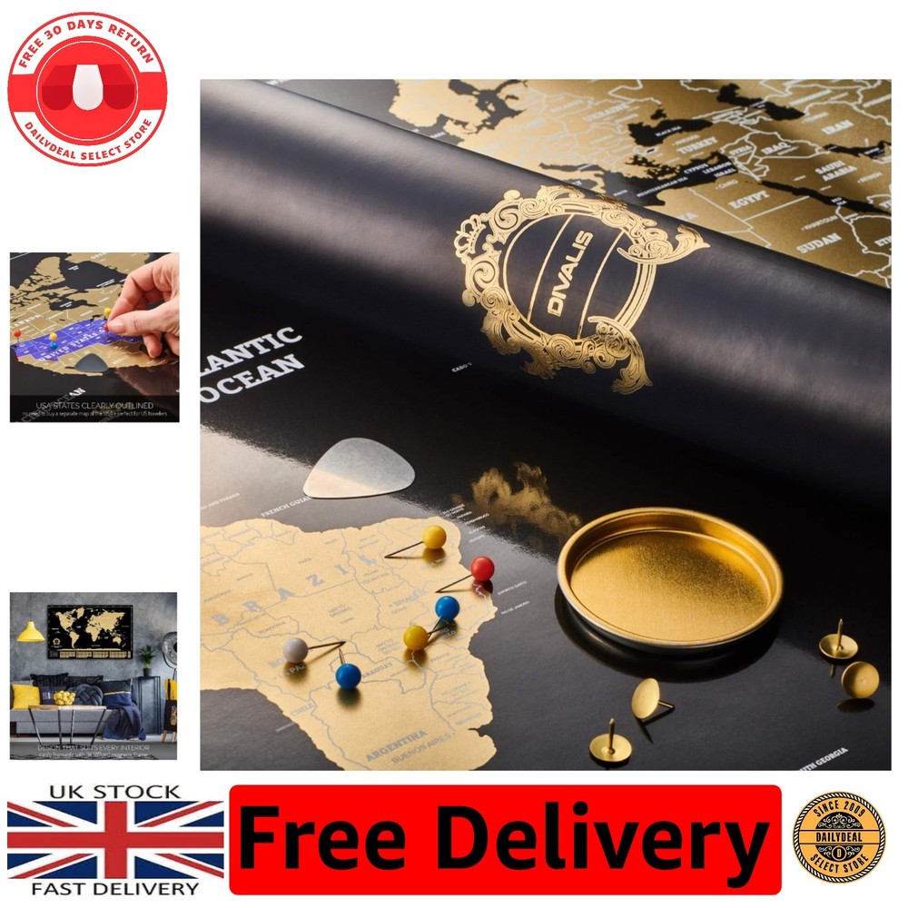 Detailed Extra Large Scratch Off World Map – Luxury Travel Decor & Tracker