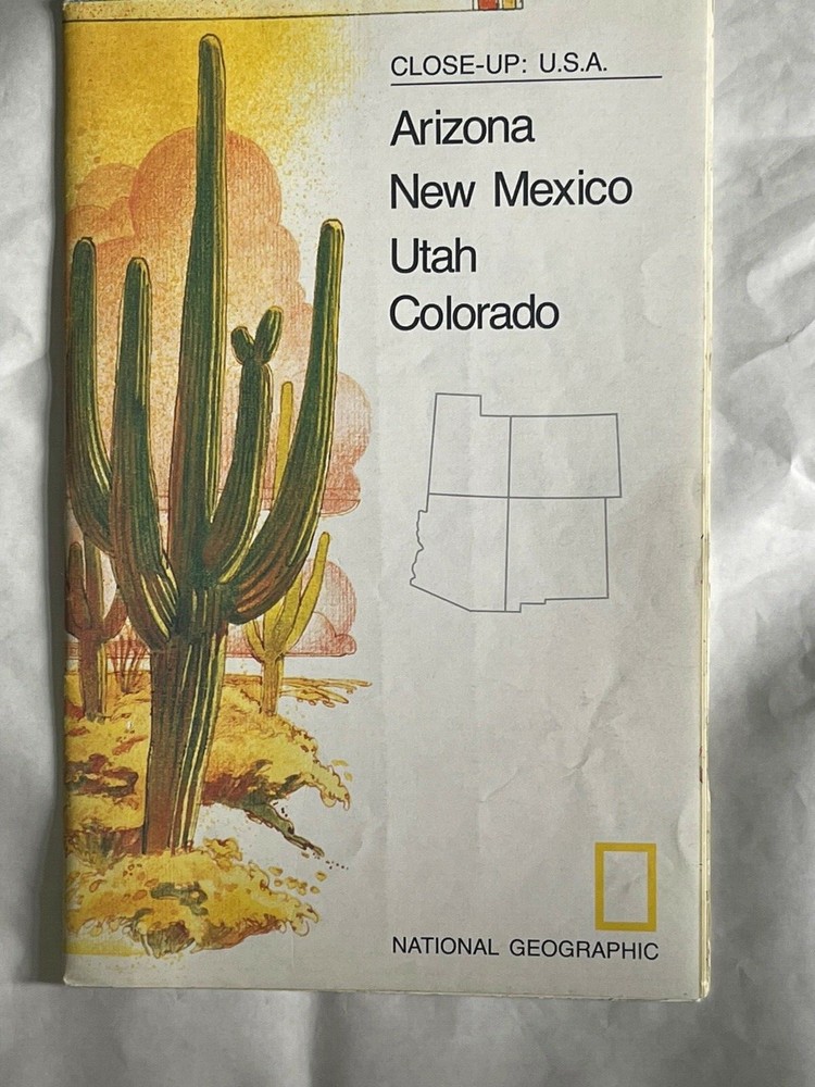 National Geographic, Folded Map, 1977, Arizona,New Mexico,Utah, Colorado