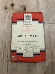 ABERYSTWYTH Ordnance Survey CLOTH Map 1952 Sheet 127 Seventh Series Machynlleth