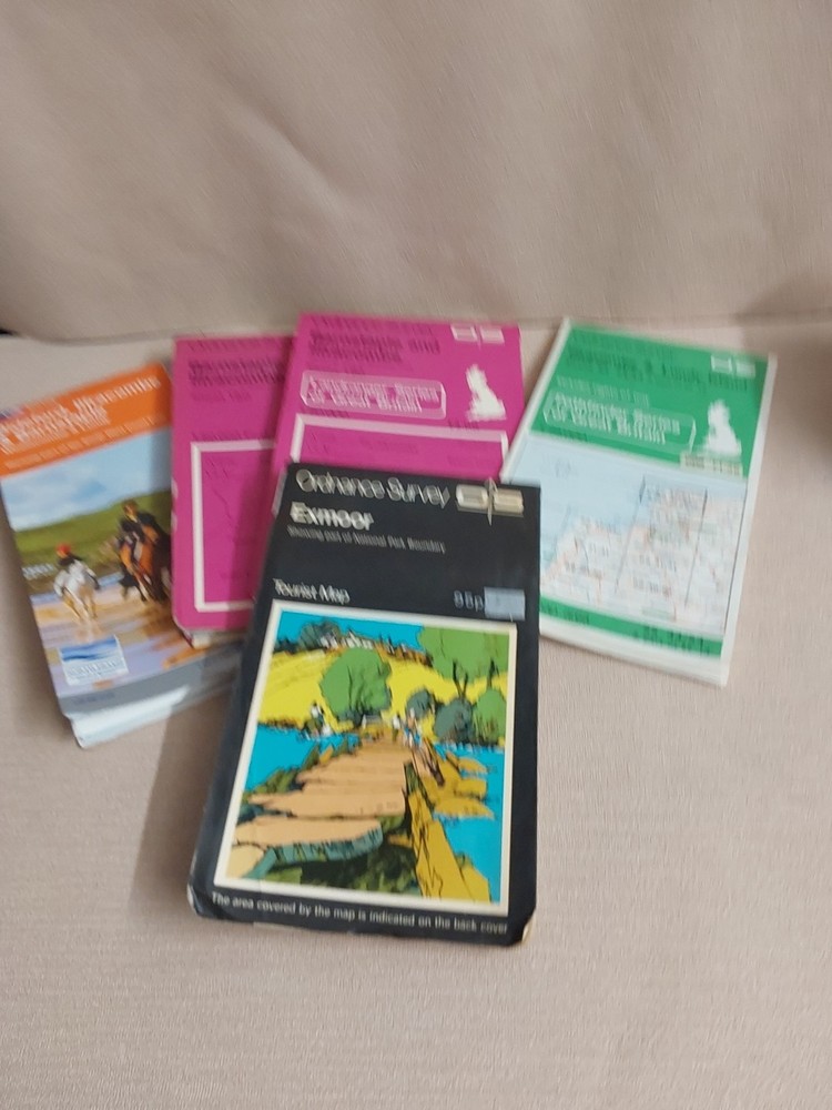 5 Ordnance Survey Maps Barnstaple, Ilfracombe, Exmoor, Bideford, Lundy Island