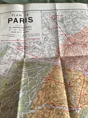 Vintage Pocket Map Of Paris Edited By A.Leconte 20 Arrondissements 80 Quarters