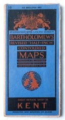 Bartholomews Half Inch Contoured Map Sheet 10 Kent 1947 Cartography