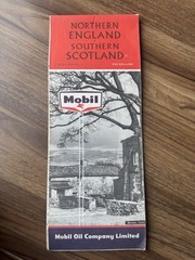 4 x Vintage Mobil Oil Fold Up Maps Midlands Scotland Ireland England Bundle