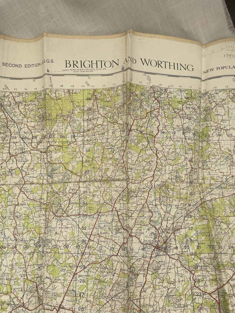 Vintage Ordnance Survey Map England And Wales Sheet 182 Brighton And Worthing