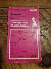 Snowdon OS Ordnance Survey Landranger Map Sheet 115 1:50000 Scale